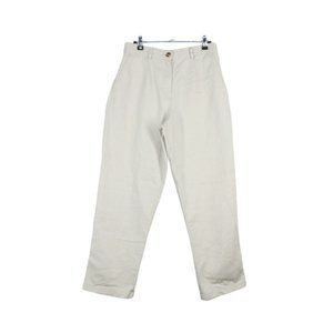 LL Bean Khaki High-Rise Comfort Waist Tapered-Leg Bayside Pants 8 Pet